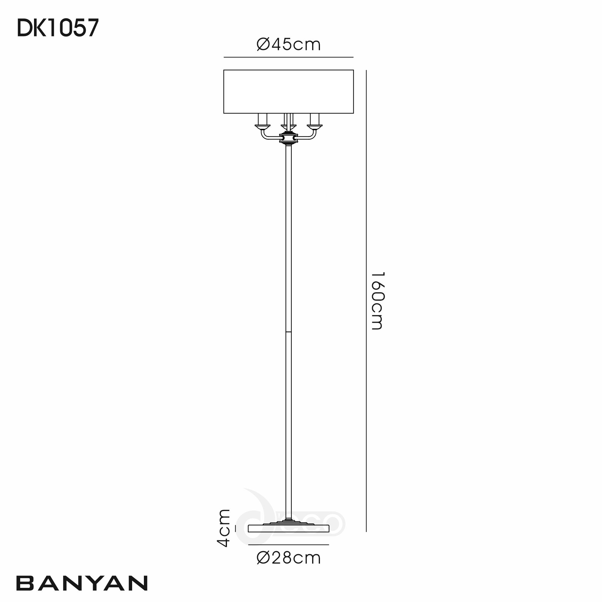 DK1057  Banyan 45cm 3 Light Floor Lamp Matt Black; Nude Beige